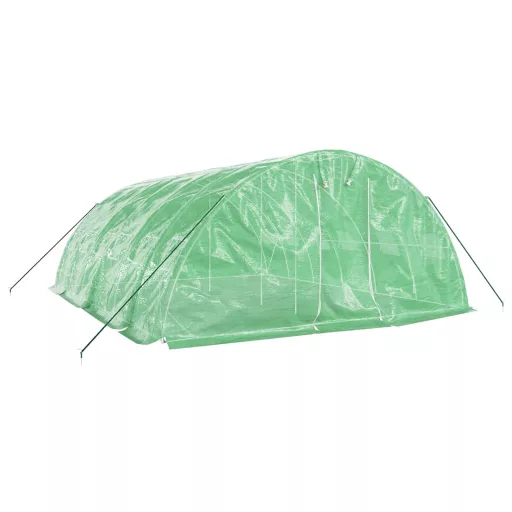Zöld acélvázas melegház 30 m² 6 x 5 x 2,3 m