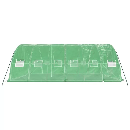 Zöld acélvázas melegház 30 m² 6 x 5 x 2,3 m