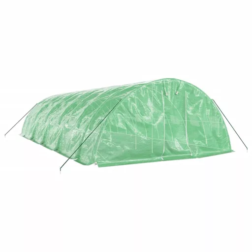 Zöld acélvázas melegház 50 m² 10 x 5 x 2,3 m