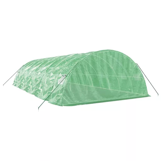 Zöld acélvázas melegház 50 m² 10 x 5 x 2,3 m