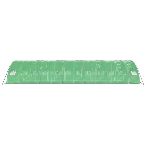 Zöld acélvázas melegház 60 m² 12 x 5 x 2,3 m