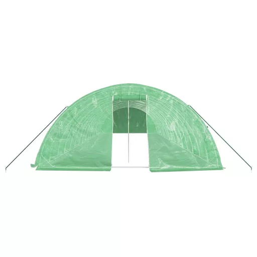 Zöld acélvázas melegház 80 m² 16 x 5 x 2,3 m