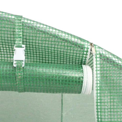 Zöld acélvázas melegház 80 m² 16 x 5 x 2,3 m