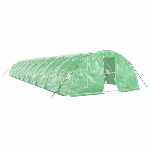 Zöld acélvázas melegház 90 m² 18 x 5 x 2,3 m