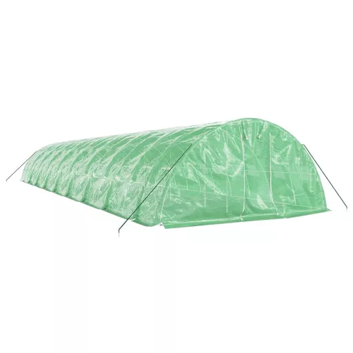 Zöld acélvázas melegház 90 m² 18 x 5 x 2,3 m