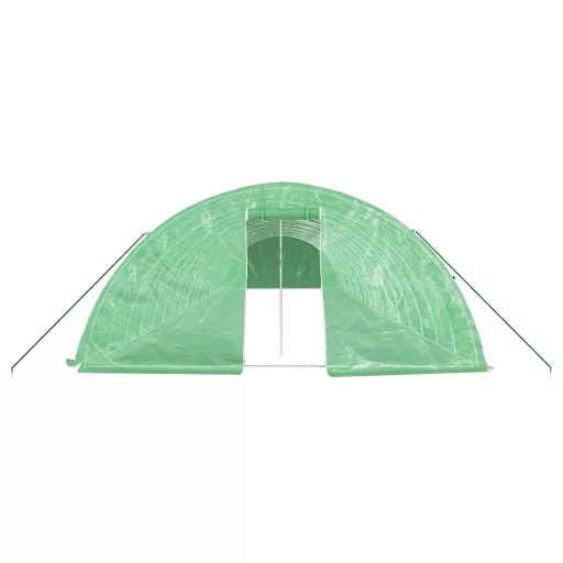 Zöld acélvázas melegház 90 m² 18 x 5 x 2,3 m