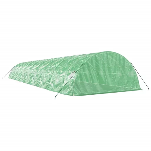 Zöld acélvázas melegház 90 m² 18 x 5 x 2,3 m