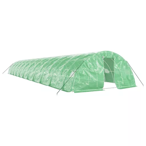 Zöld acélvázas melegház 110 m² 22 x 5 x 2,3 m