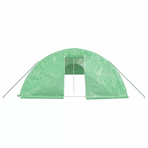 Zöld acélvázas melegház 120 m² 24 x 5 x 2,3 m