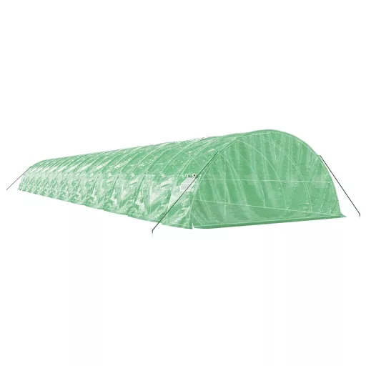 Zöld acélvázas melegház 120 m² 24 x 5 x 2,3 m
