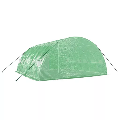Zöld acélvázas melegház 36 m² 6 x 6 x 2,85 m