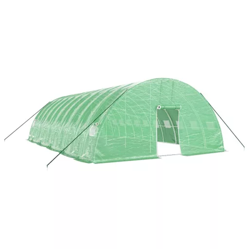Zöld acélvázas melegház 60 m² 10 x 6 x 2,85 m