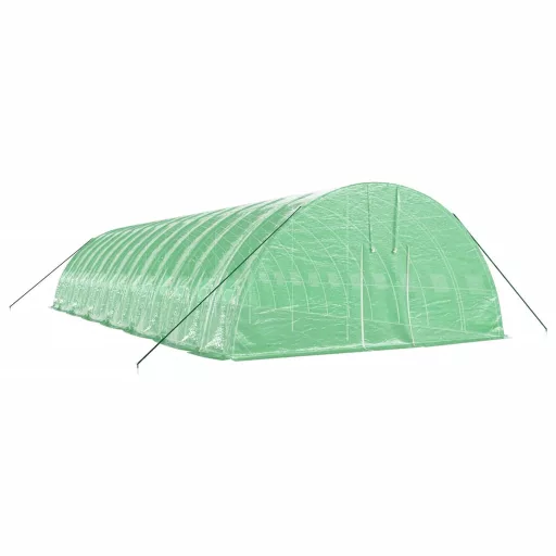 Zöld acélvázas melegház 84 m² 14 x 6 x 2,85 m