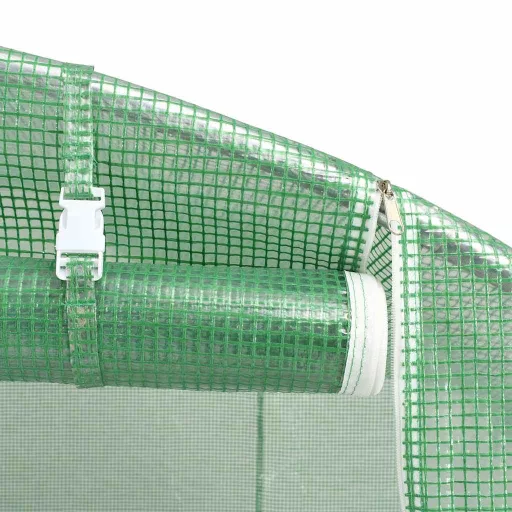 Zöld acélvázas melegház 96 m² 16 x 6 x 2,85 m