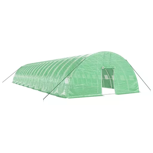 Zöld acélvázas melegház 108 m² 18 x 6 x 2,85 m