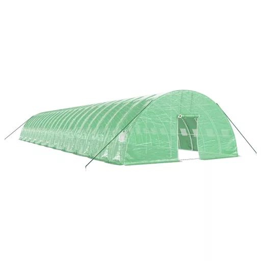 Zöld acélvázas melegház 132 m² 22 x 6 x 2,85 m