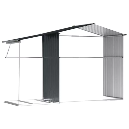 Antracitszürke horganyzott acél kerti fészer 277x192,5x179 cm