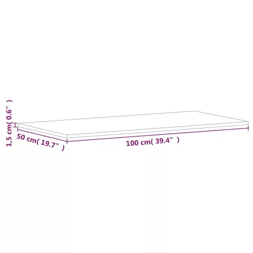 Tömör bükkfa téglalap alakú asztallap 100x50x1,5 cm