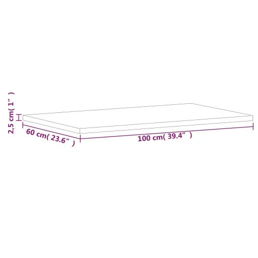 Tömör bükkfa téglalap alakú asztallap 100x60x2,5 cm