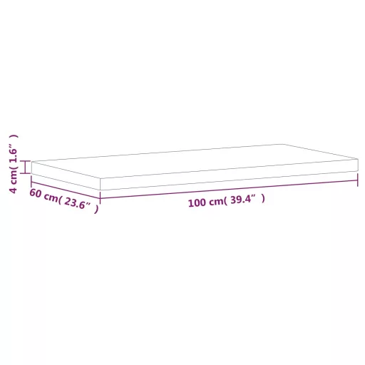Tömör bükkfa téglalap alakú asztallap 100x60x4 cm