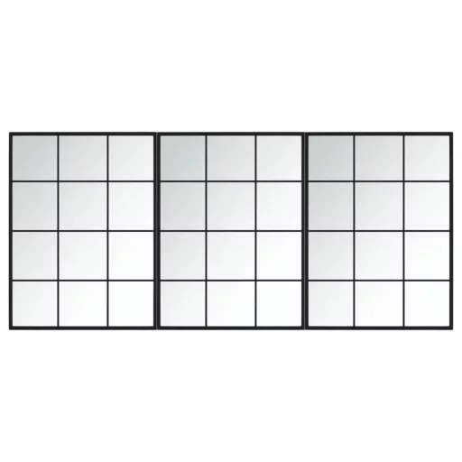 3 db fekete fém fali tükör 80x60 cm