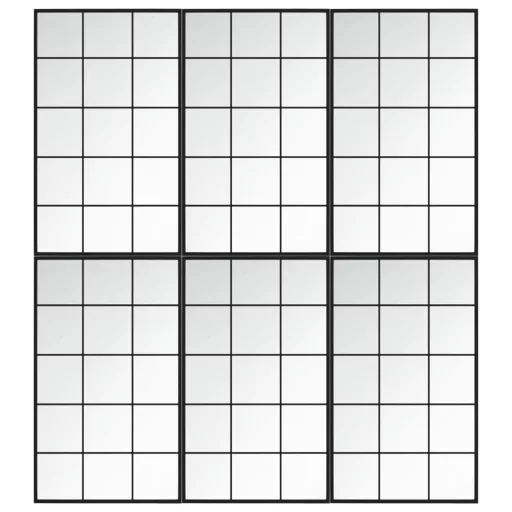 6 db fekete fém fali tükör 100x60 cm