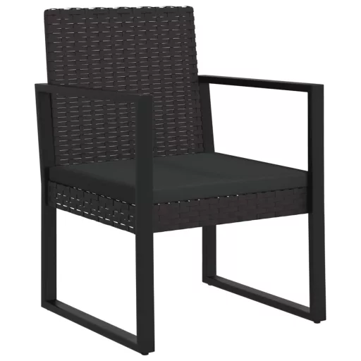 3 részes fekete polyrattan kerti ülőgarnitúra párnákkal
