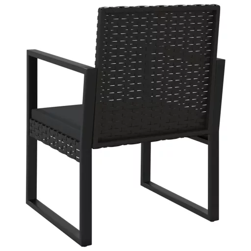 3 részes fekete polyrattan kerti ülőgarnitúra párnákkal