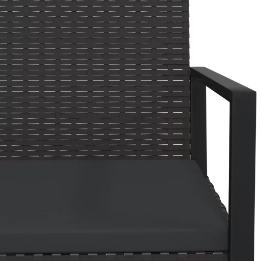 3 részes fekete polyrattan kerti ülőgarnitúra párnákkal
