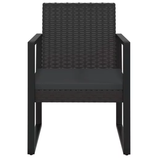 4 részes fekete polyrattan kerti ülőgarnitúra párnákkal