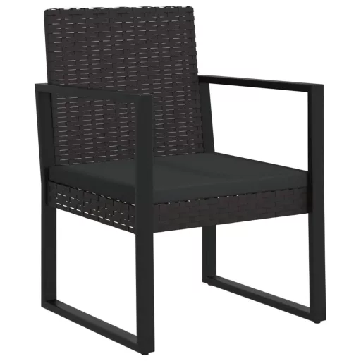 4 részes fekete polyrattan kerti ülőgarnitúra párnákkal