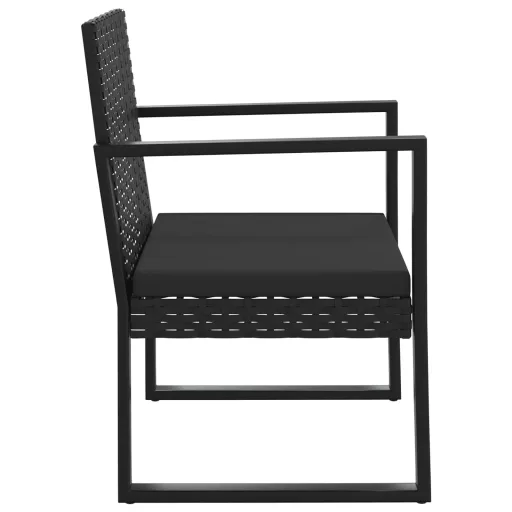 4 részes fekete polyrattan kerti ülőgarnitúra párnákkal