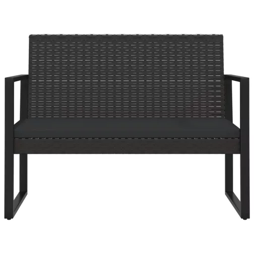 4 részes fekete polyrattan kerti ülőgarnitúra párnákkal
