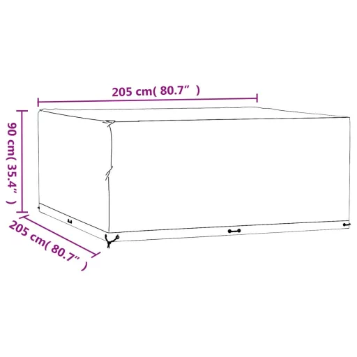 Négyzet alakú kerti bútorhuzat 16 fűzőlyukkal 205 x 205 x 90 cm