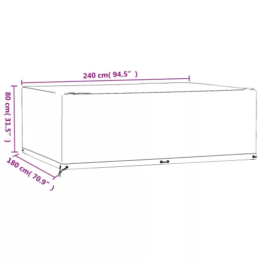 Téglalap alakú kerti bútorhuzat 12 fűzőlyukkal 240x180x80 cm