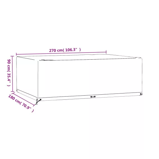 Téglalap alakú kerti bútorhuzat 12 fűzőlyukkal 270x180x90 cm