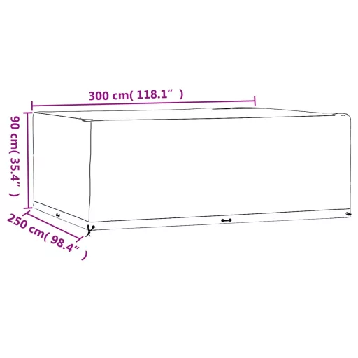 Téglalap alakú kerti bútorhuzat 16 fűzőlyukkal 300x250x90 cm