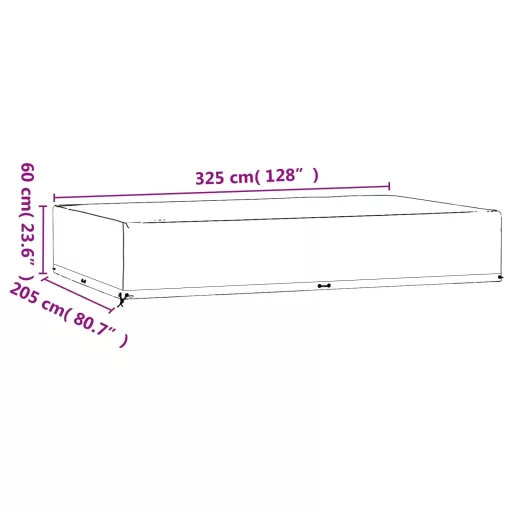 Téglalap alakú kerti bútorhuzat 16 fűzőlyukkal 325x205x60 cm