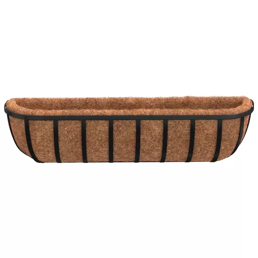 2 db fekete acél fali növénytartó kókusz béléssel 61x19x16 cm