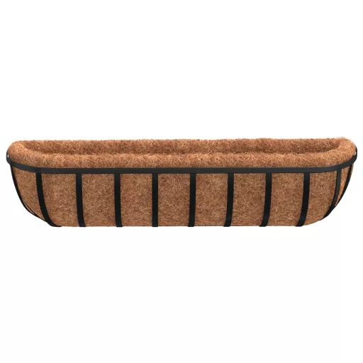 2 db fekete acél fali növénytartó kókusz béléssel 91x20x23 cm
