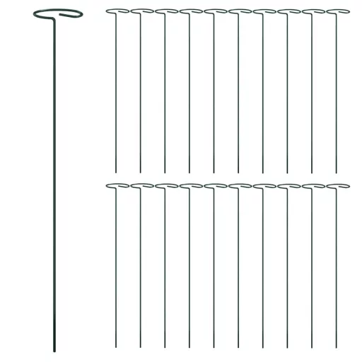 20 db sötétzöld acél kerti növénykaró 40 cm