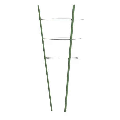 5 db zöld acél kerti növénytámasz 3 gyűrűvel 75 cm