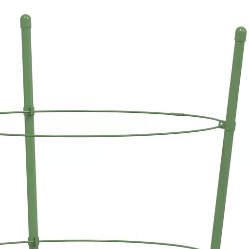 5 db zöld acél kerti növénytámasz 3 gyűrűvel 75 cm