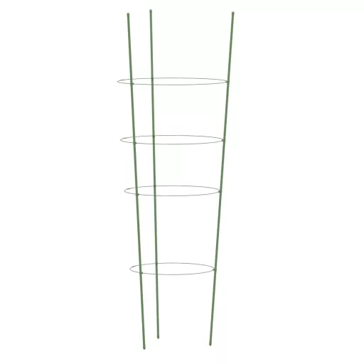 5 db zöld acél kerti növénytámasz 4 gyűrűvel 90 cm