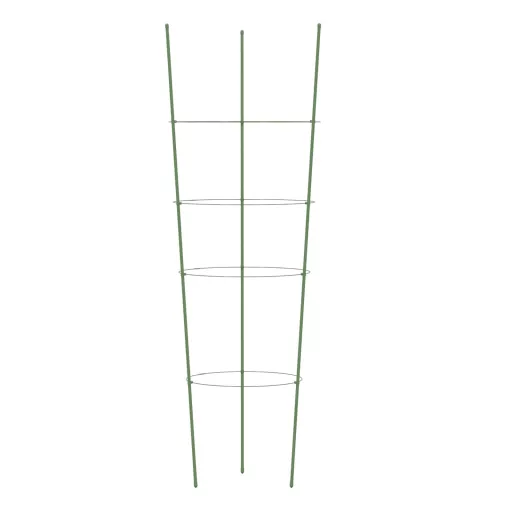 5 db zöld acél kerti növénytámasz 4 gyűrűvel 90 cm