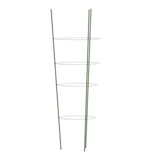 5 db zöld acél kerti növénytámasz 4 gyűrűvel 90 cm