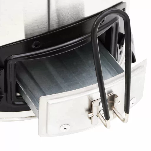 Ezüst acél fatüzelésű tűzhely USB-s légfúvóval 35,5x26x28 cm
