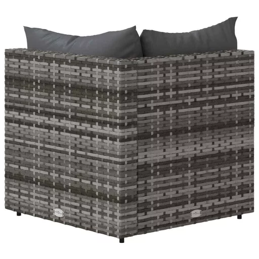 2 db szürke polyrattan kerti sarokkanapé párnával