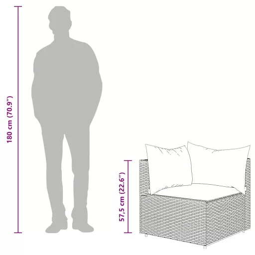 2 db szürke polyrattan kerti sarokkanapé párnával