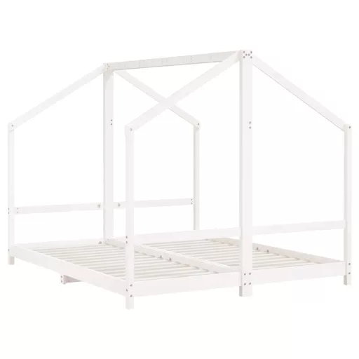 Fehér tömör fenyőfa gyerekágykeret 2 x (80 x 200) cm